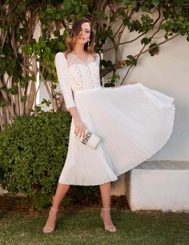 VESTIDO MIDI PLISADO BLANCO
