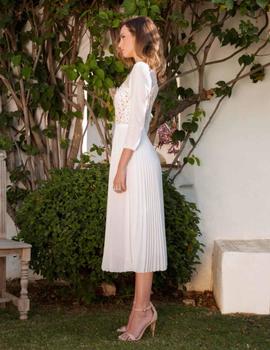 VESTIDO MIDI PLISADO BLANCO