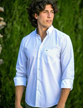 Camisa regular Carlos Cordoba 63538 blanca topitos