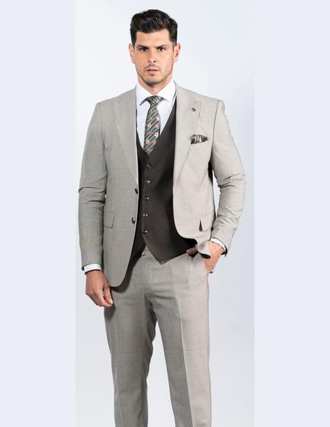 Traje con chaleco Di Prego 4533 marrón para hombre