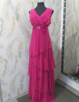 VESTIDO VOLANTES FAINA FUCSIA