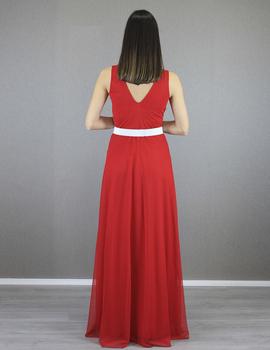 Vestido largo rojo escote cruzado