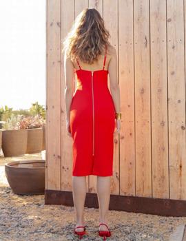 Vestido midi nudo rojo