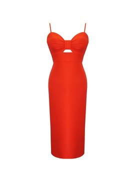 Vestido midi nudo rojo