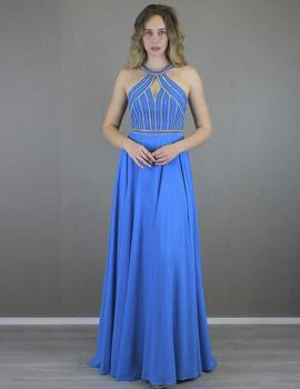 Vestido largo en turquesa