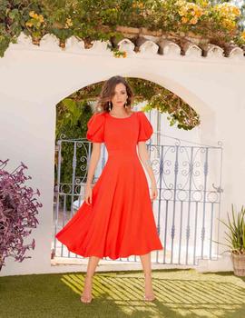 Vestido midi espalda abierta naranja