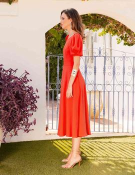 Vestido midi espalda abierta naranja