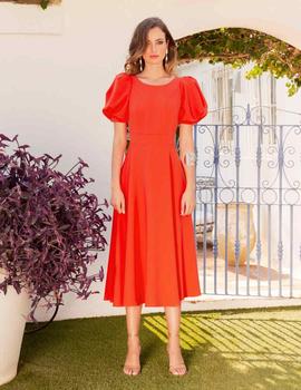 Vestido midi espalda abierta naranja