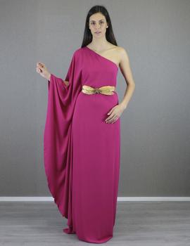 Vestido largo  asimétrico  fucsia