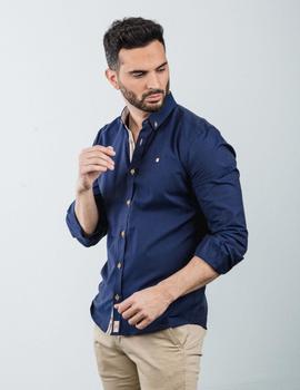 Camisa slim Yellow Skin 7704 marina para hombre