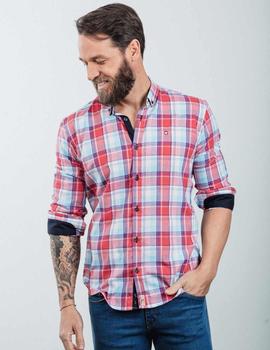 Camisa Yellow Skin 8344 cuadros roja para hombre