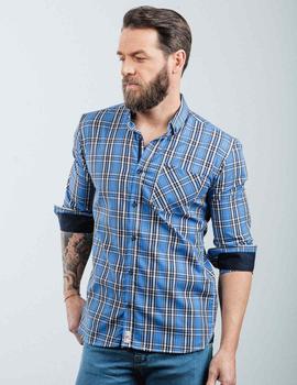 Camisa Yellow Skin 8383 cuadros azul para hombre