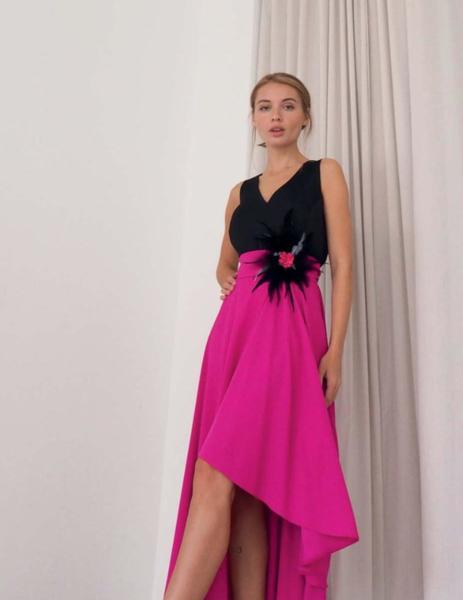 Vestido fucsia y negro