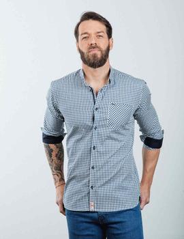 Camisa Yellow Skin 8384 cuadros azul para hombre