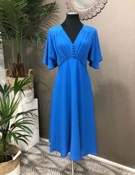 VESTIDO MANGAS CAPA AZUL