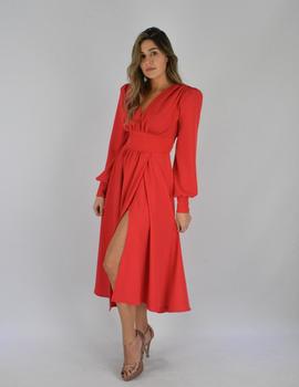 VESTIDO LAZO ESCOTE ROJO