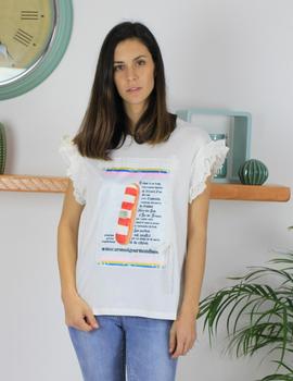 CAMISETA MANGA VOLANTES  BLANCA