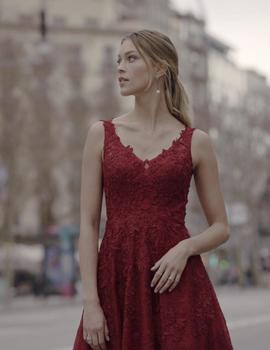 VESTIDO ENCAJE BURDEOS