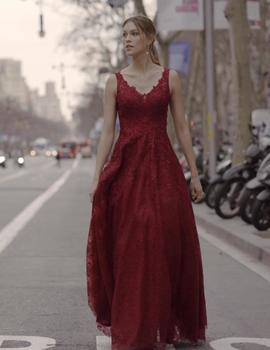 VESTIDO ENCAJE BURDEOS