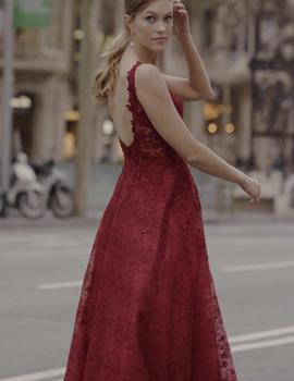 VESTIDO ENCAJE BURDEOS