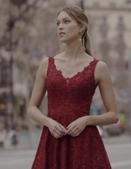 VESTIDO ENCAJE BURDEOS