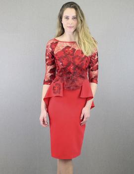 Vestido peplum cola rojo