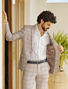 Traje cuadros DARK & FISH 15116 beige para hombre