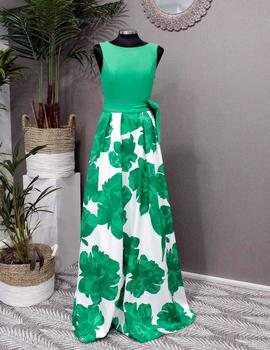 Vestido largo estampado verde