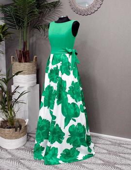 Vestido largo estampado verde