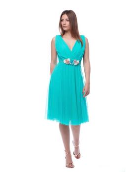Vestido tul corto turquesa
