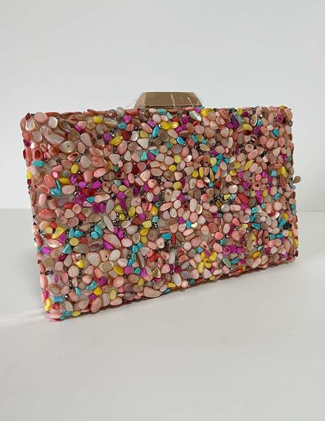 BOLSO FIESTA PIEDRAS MULTICOLOR - Angélica Moda