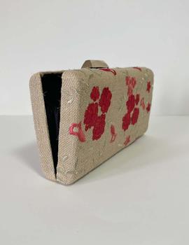 Cartera rafia bordada rojo