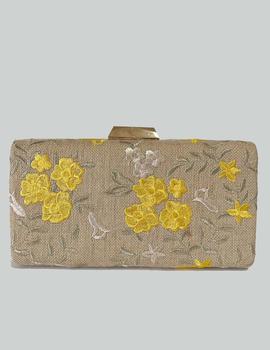 Cartera rafia bordada amarillo