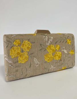 Cartera rafia bordada amarillo